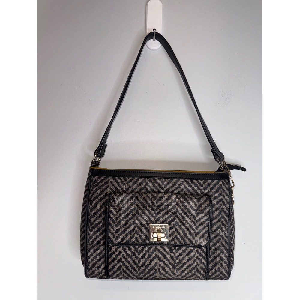 Spartina 449 Daufuskie Island Herringbone Chevron Shoulder Bag Grey Black Yellow